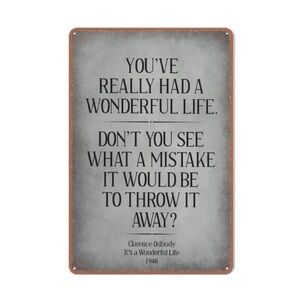 Wonderful Life Quote Metal Tin Sign NWT
